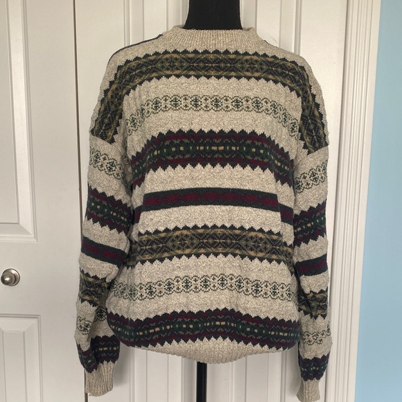 Vintage Victoria Dry Goods XL Multicolor 100% Cotton Knit Sweater Made In USA